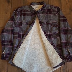 Fleece Lined Flannel Gray and Purple Size L Men